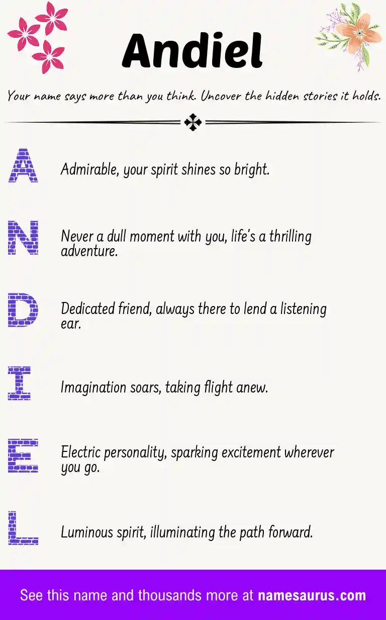 Acrostic poem about Andiel.