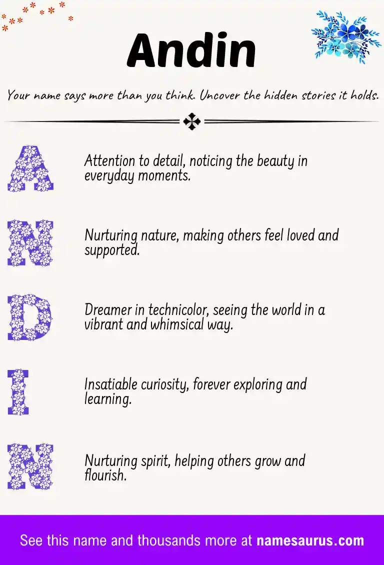 Acrostic poem about Andin.