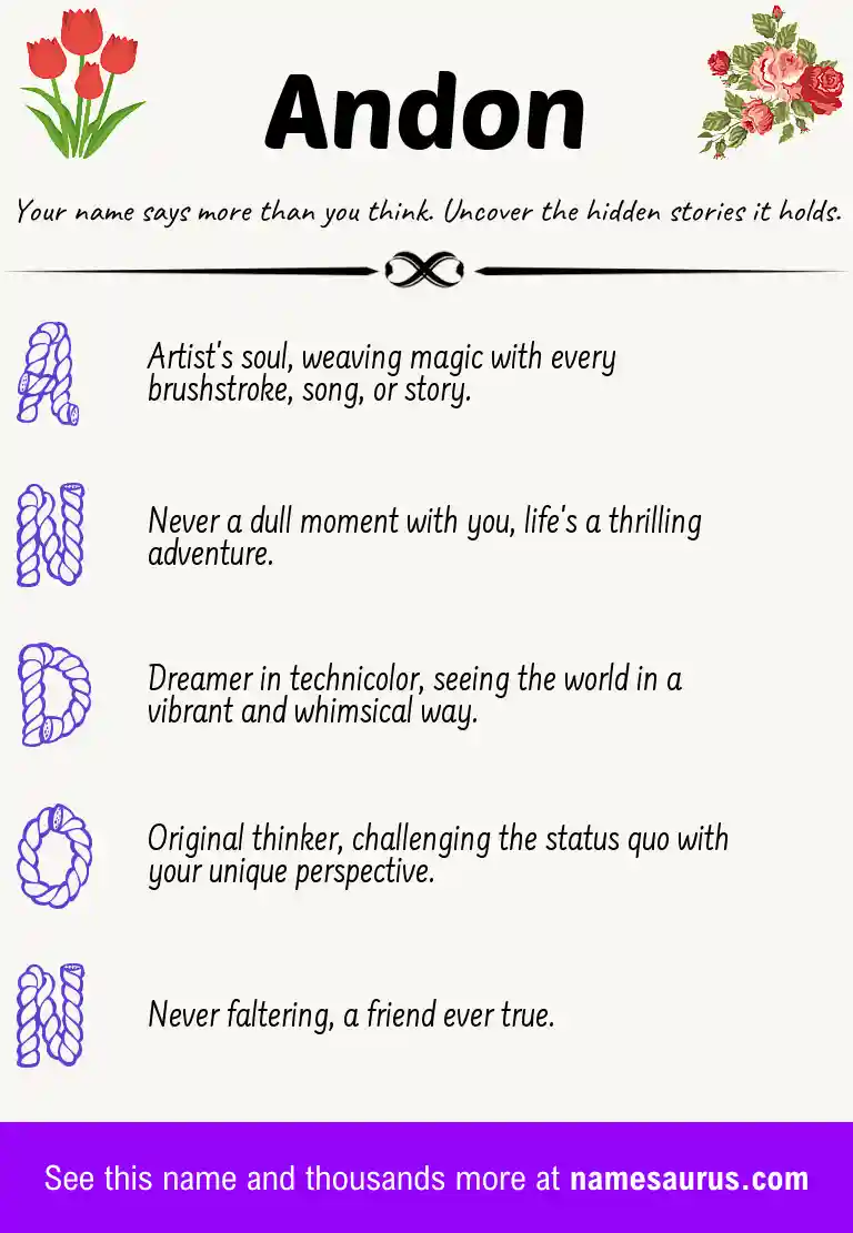Acrostic poem about Andon.