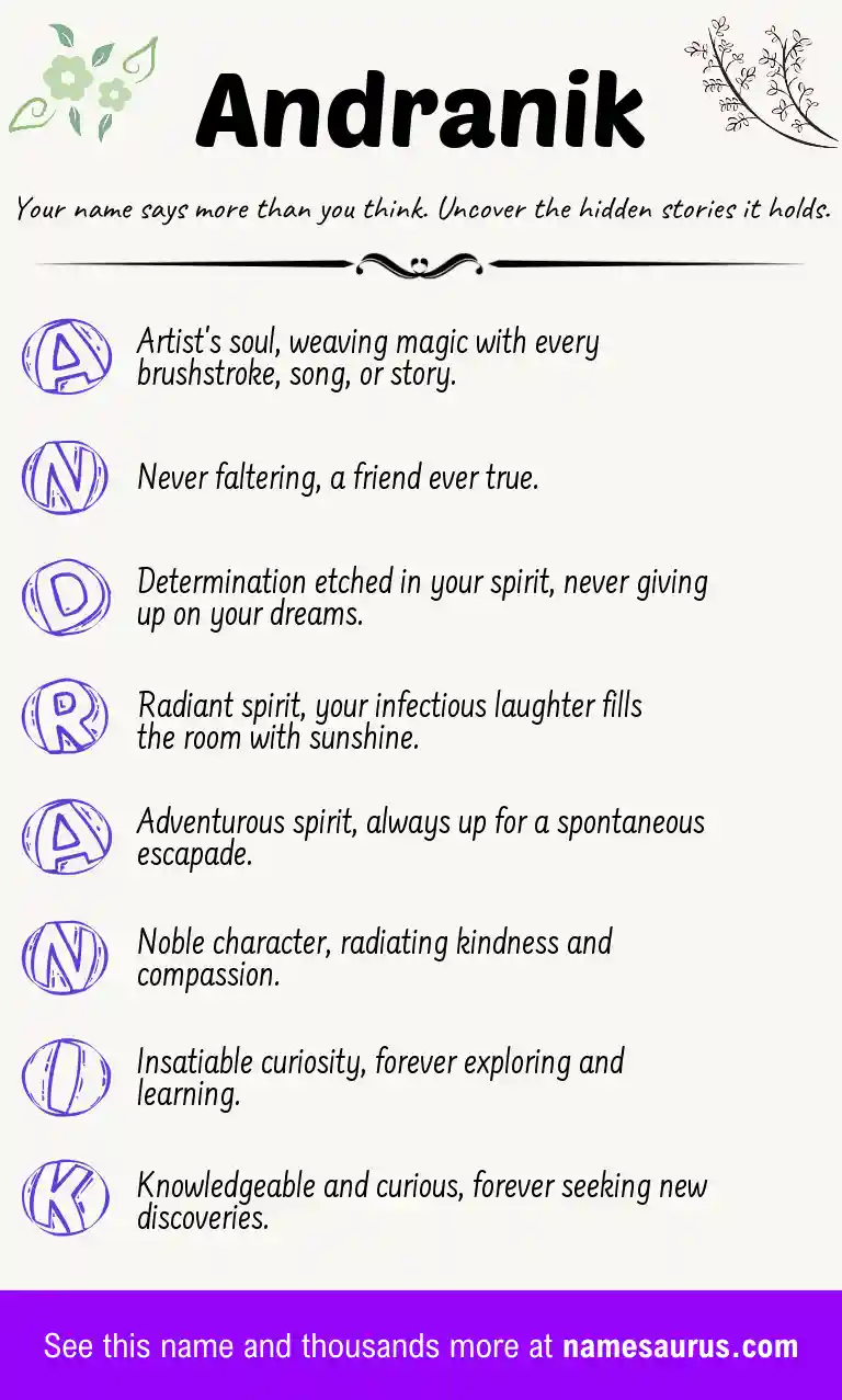 Acrostic poem about Andranik.