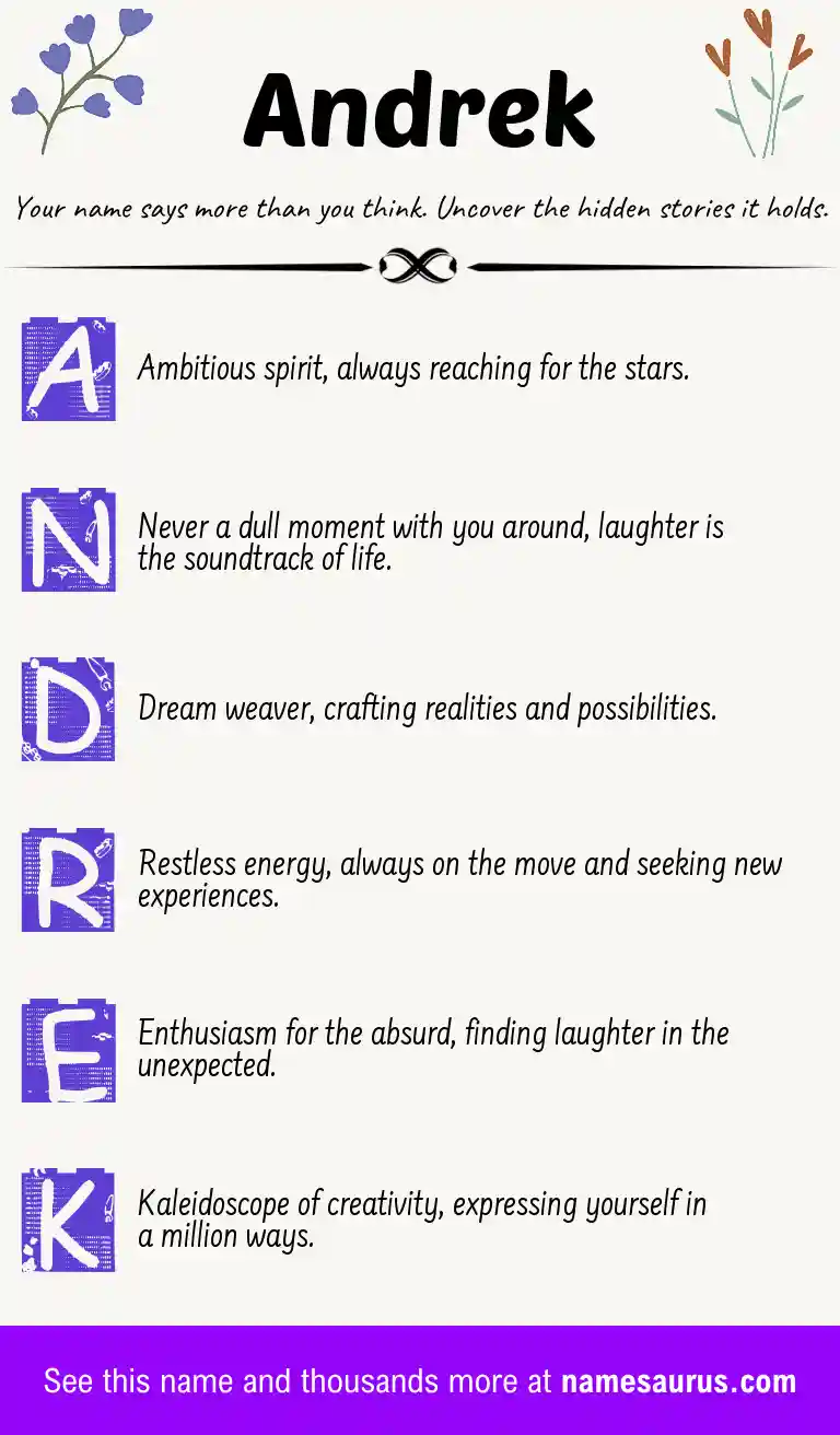 Acrostic poem about Andrek.