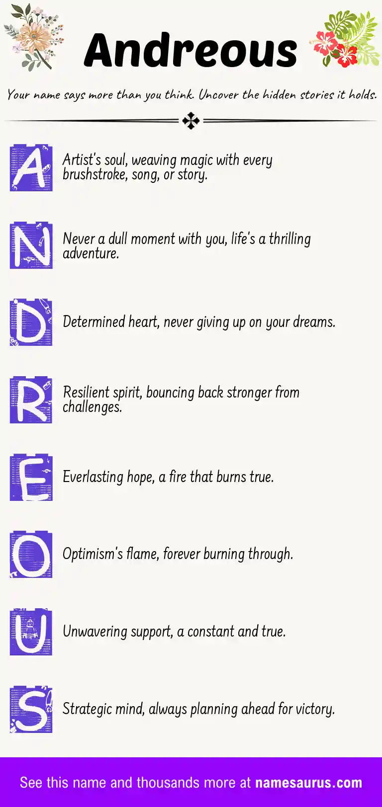 Acrostic poem about Andreous.