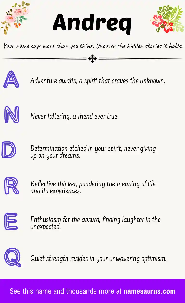 Acrostic poem about Andreq.