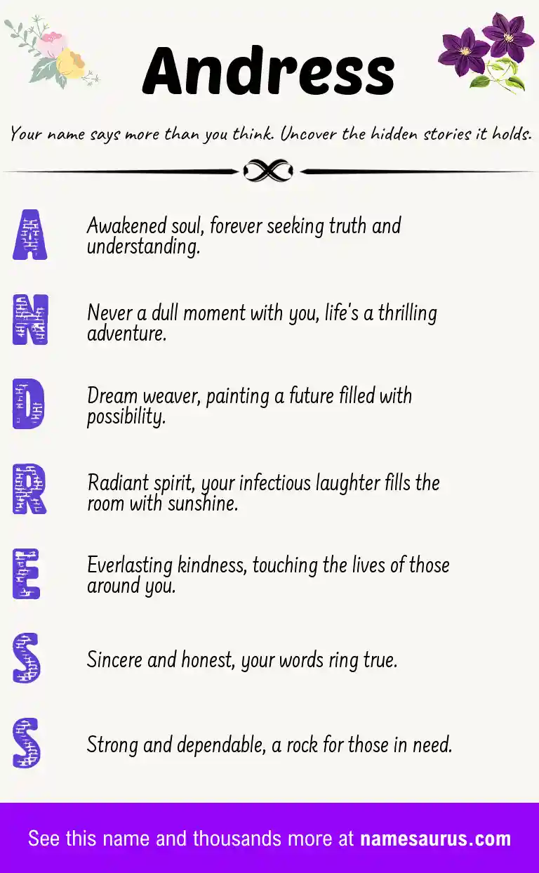 Acrostic poem about Andress.