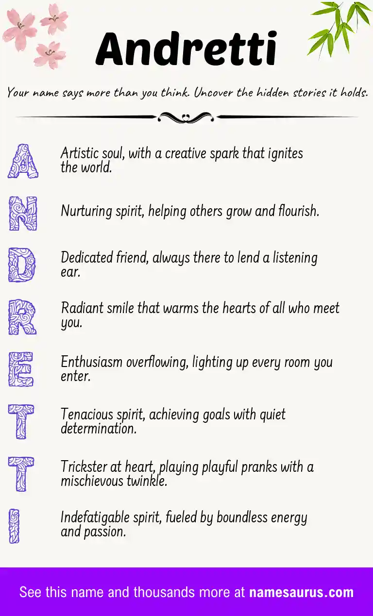 Acrostic poem about Andretti.