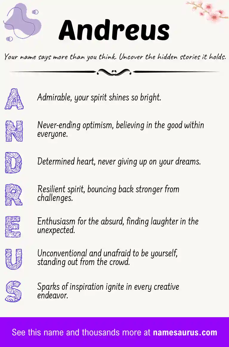 Acrostic poem about Andreus.