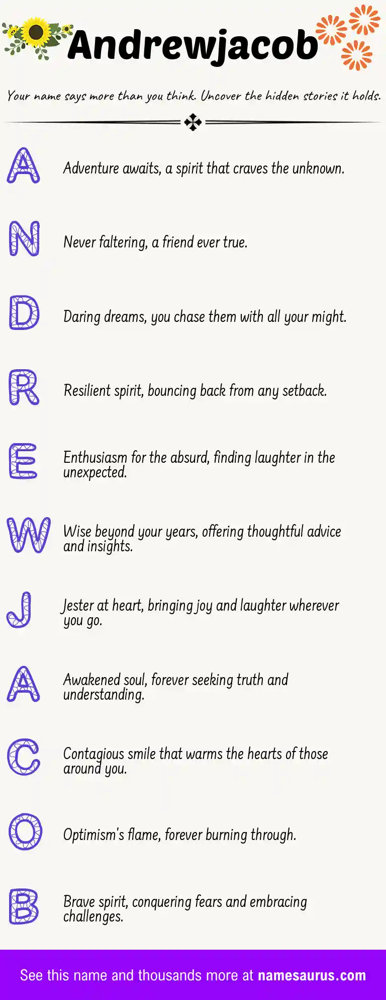 Acrostic poem about Andrewjacob.