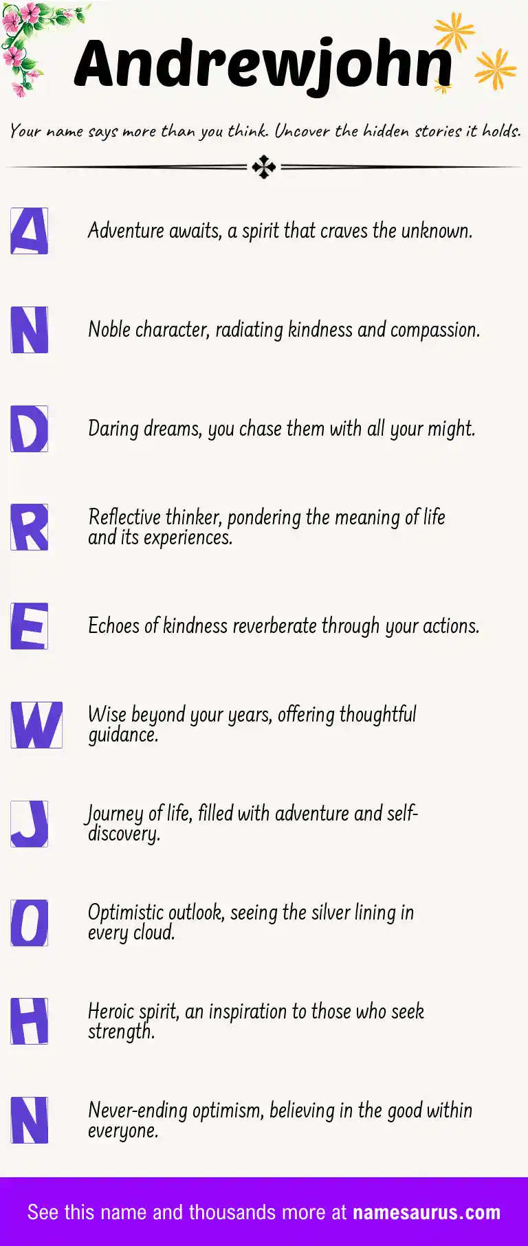 Acrostic poem about Andrewjohn.