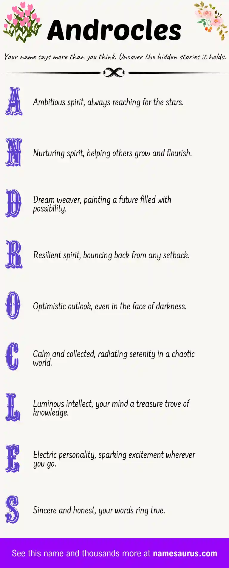 Acrostic poem about Androcles.