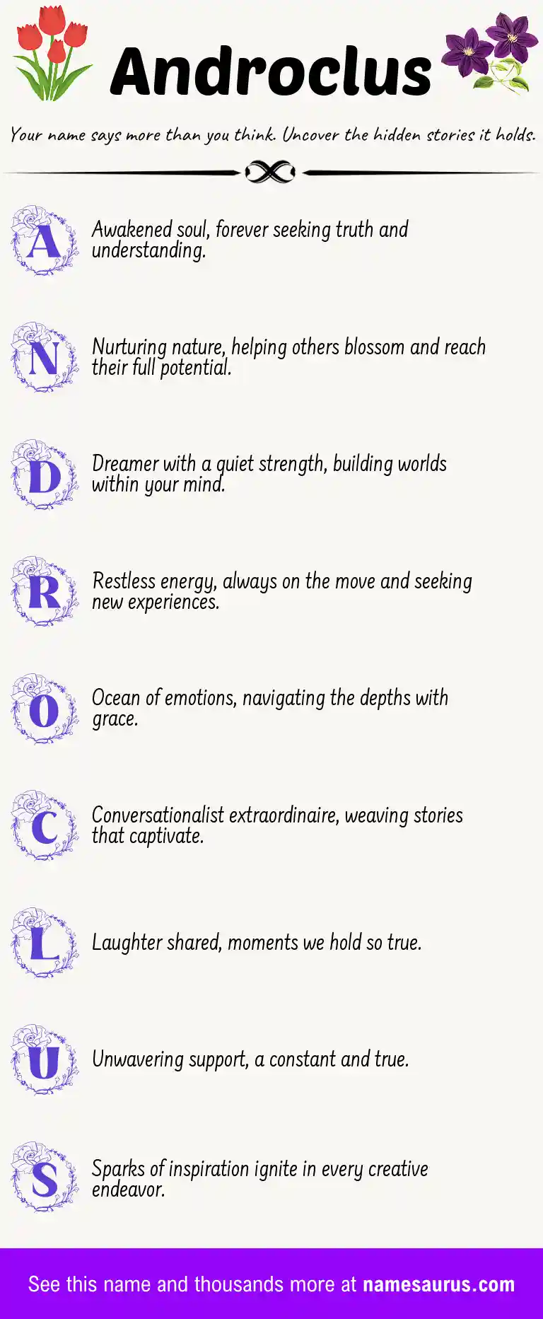 Acrostic poem about Androclus.