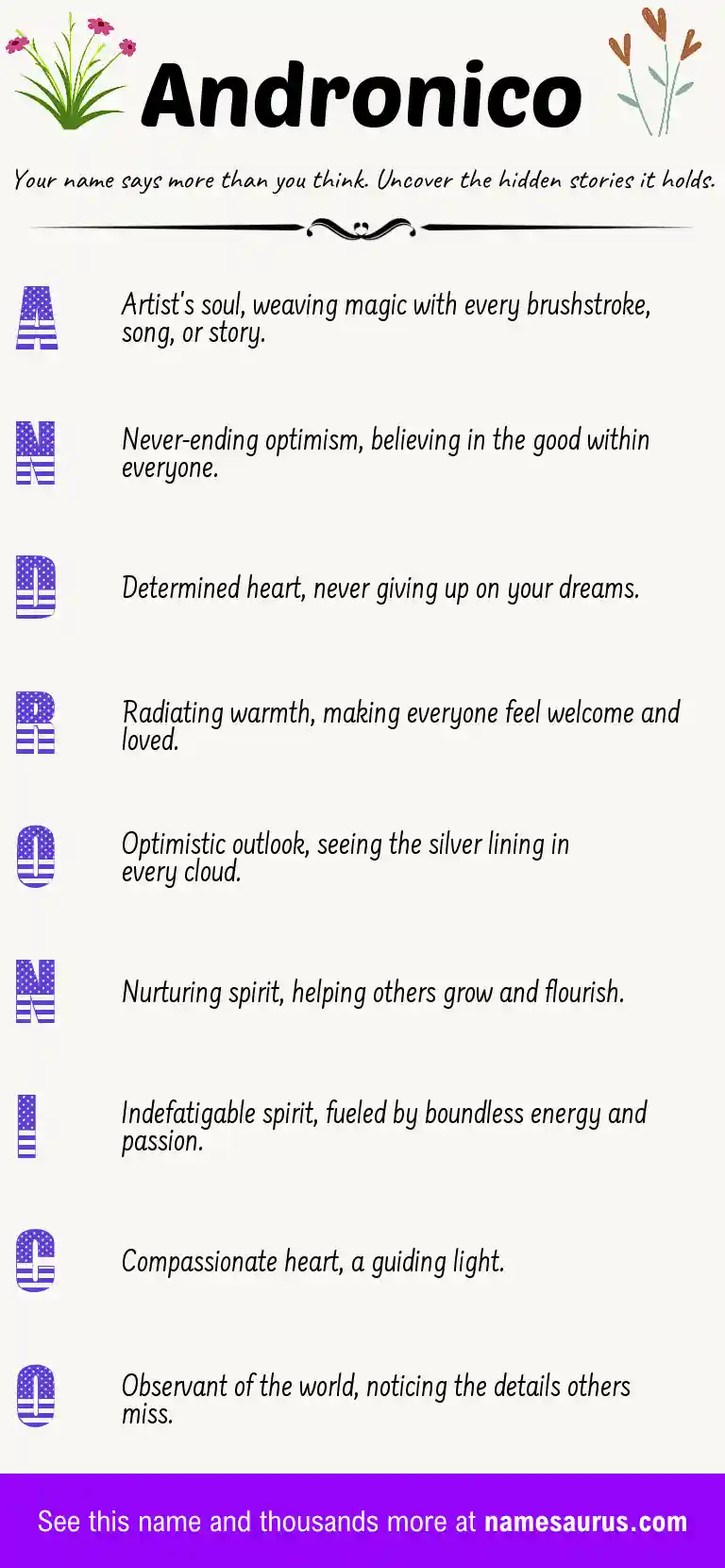 Acrostic poem about Andronico.