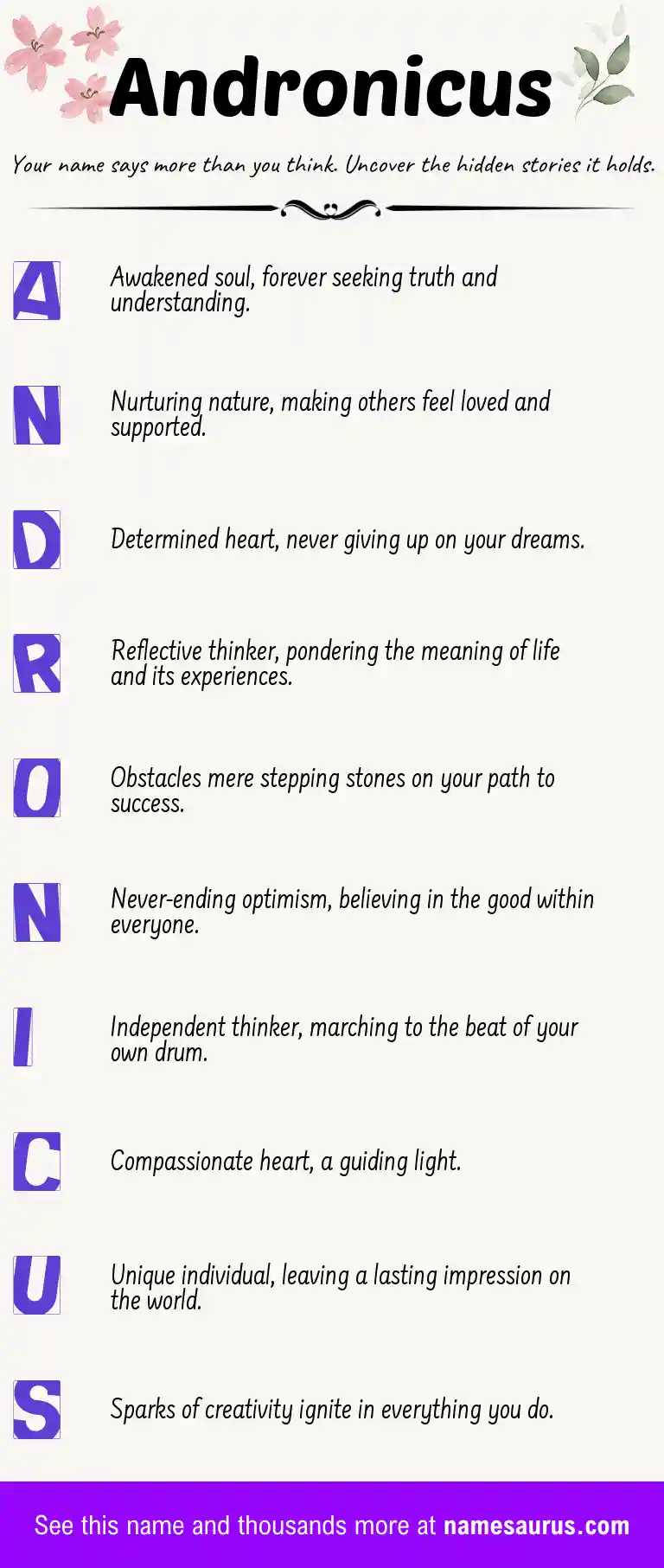 Acrostic poem about Andronicus.