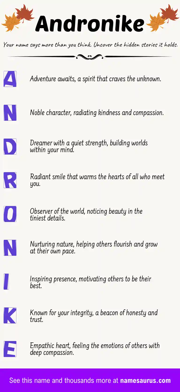 Acrostic poem about Andronike.