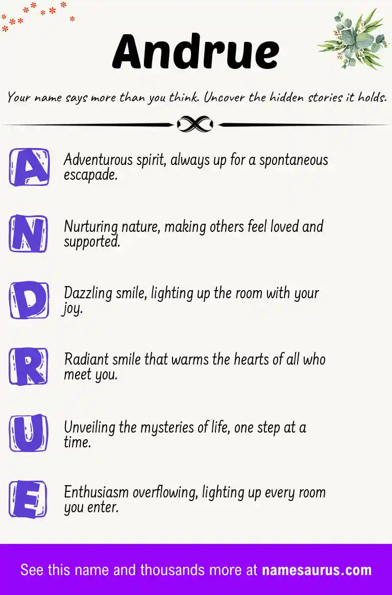 Acrostic poem about Andrue.