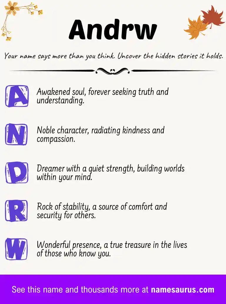 Acrostic poem about Andrw.