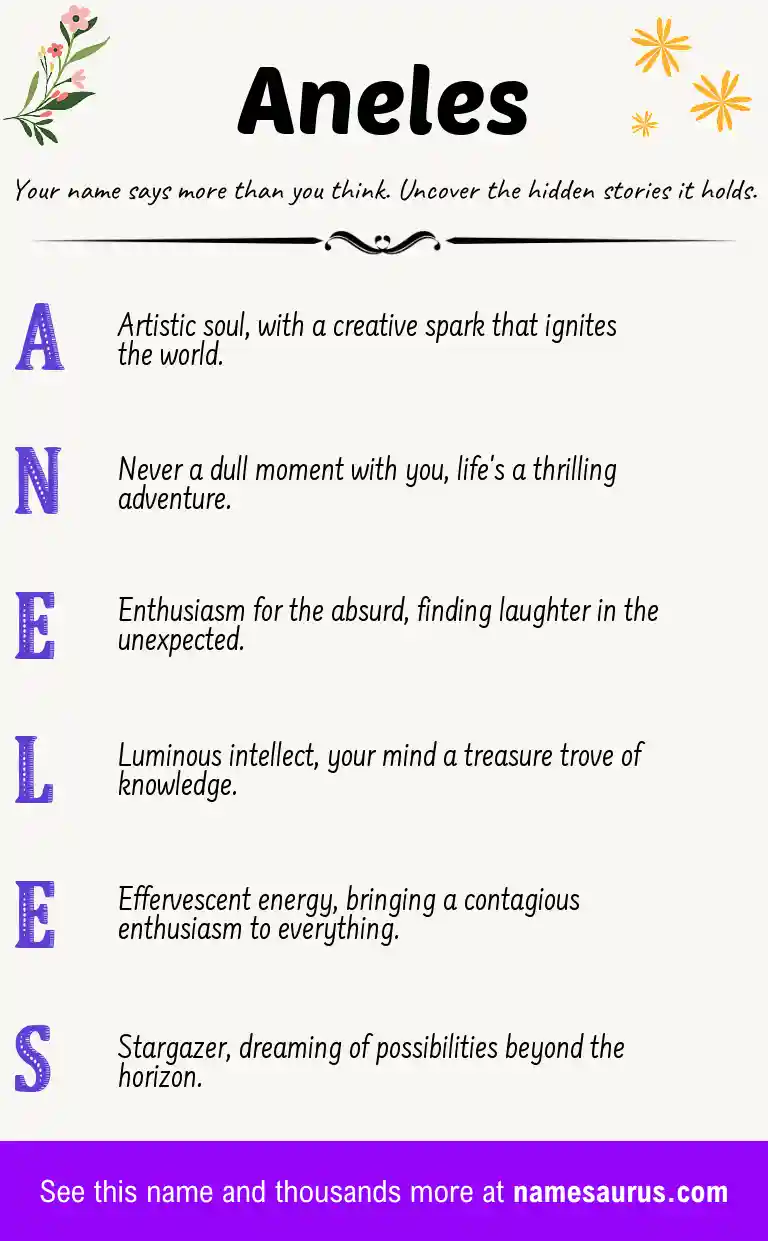 Acrostic poem about Aneles.