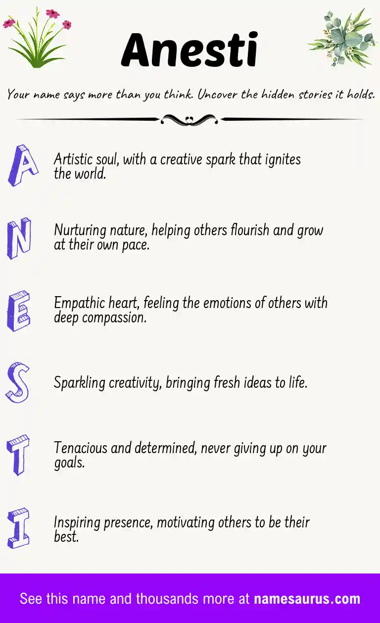 Acrostic poem about Anesti.