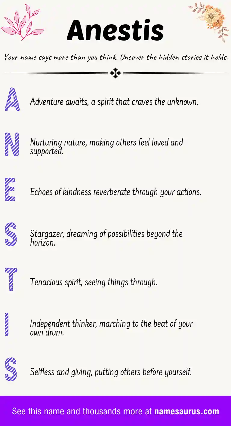 Acrostic poem about Anestis.