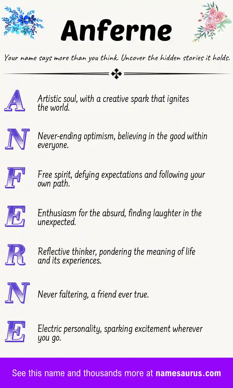 Acrostic poem about Anferne.