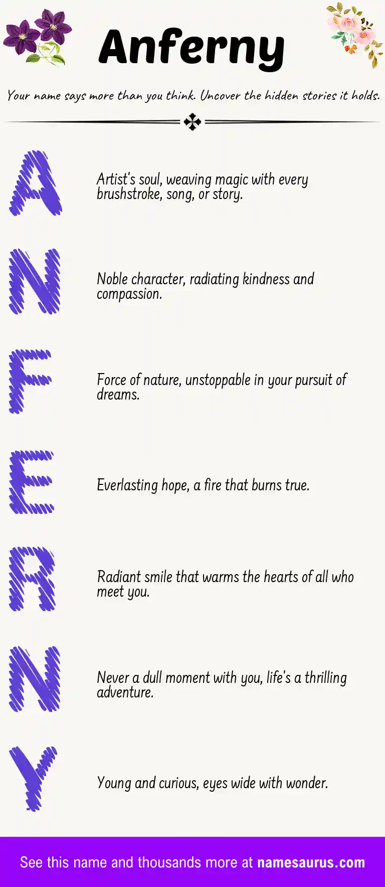 Acrostic poem about Anferny.