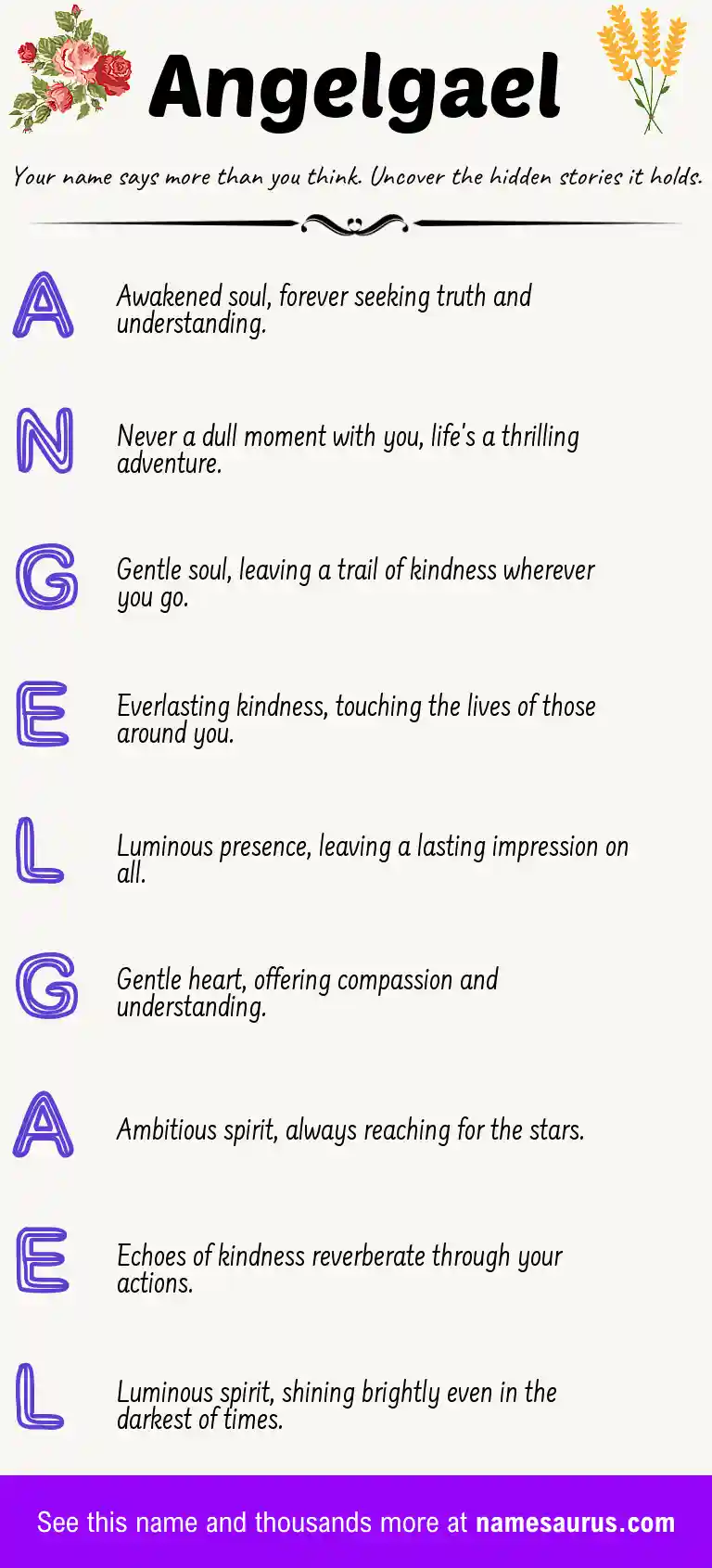 Acrostic poem about Angelgael.
