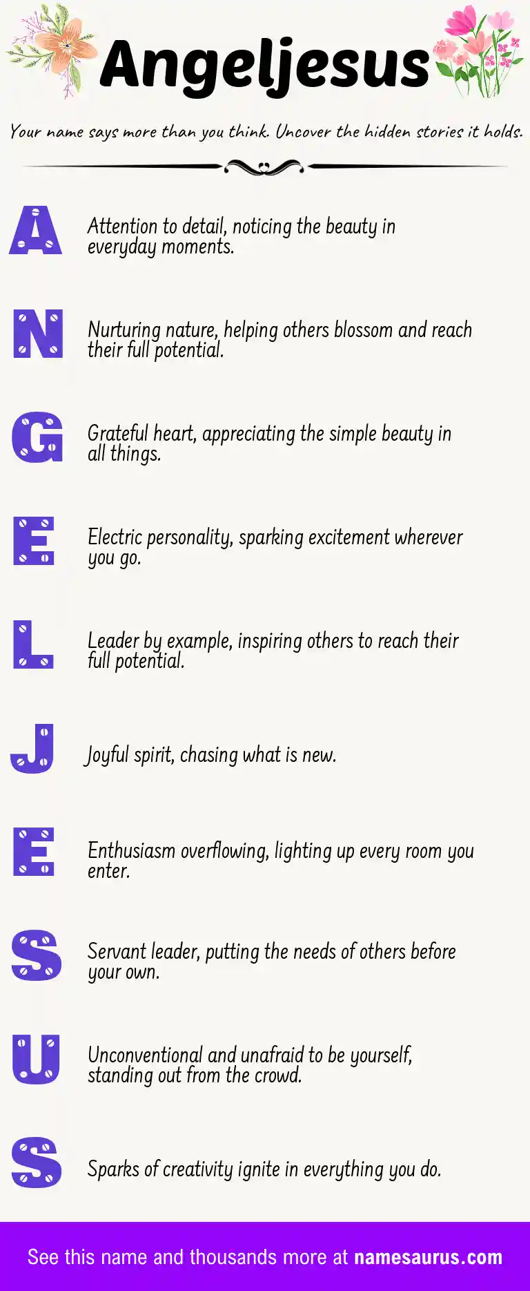 Acrostic poem about Angeljesus.