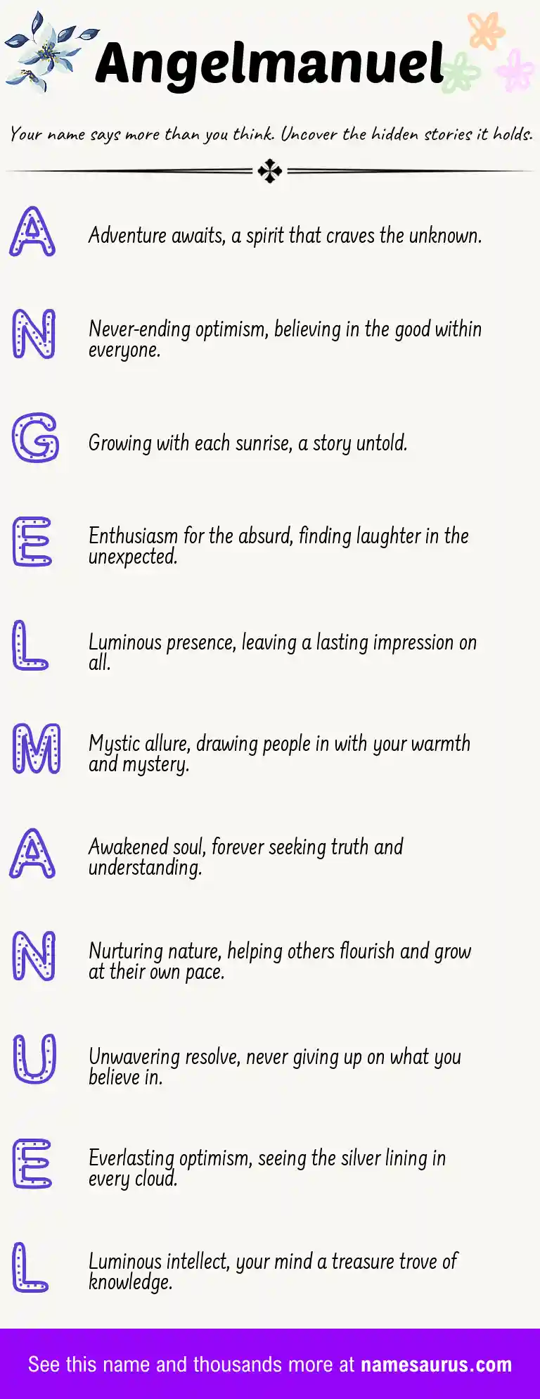 Acrostic poem about Angelmanuel.
