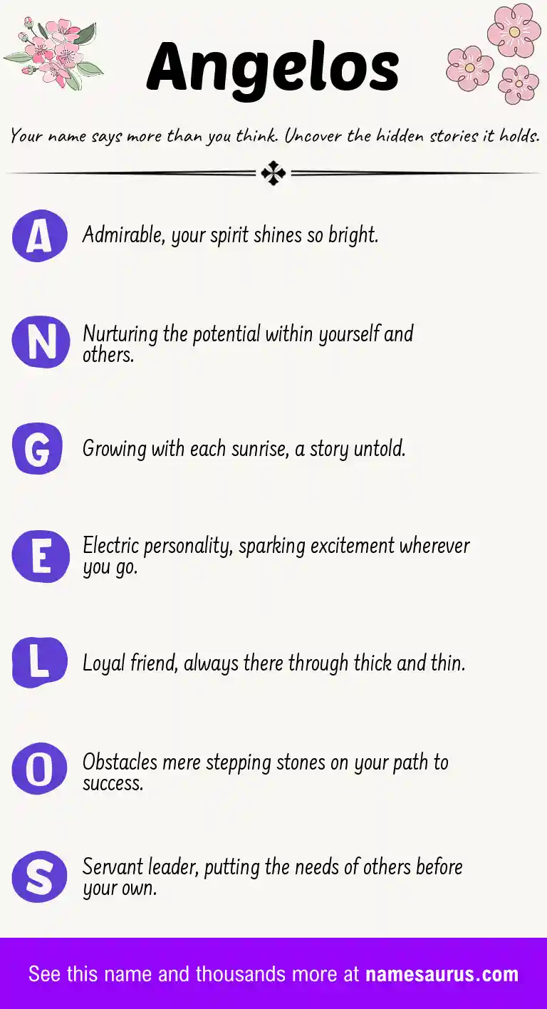 Acrostic poem about Angelos.