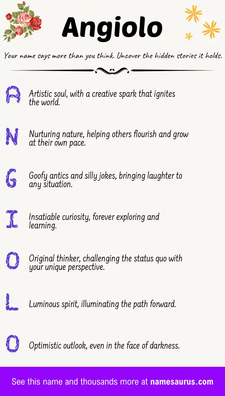 Acrostic poem about Angiolo.