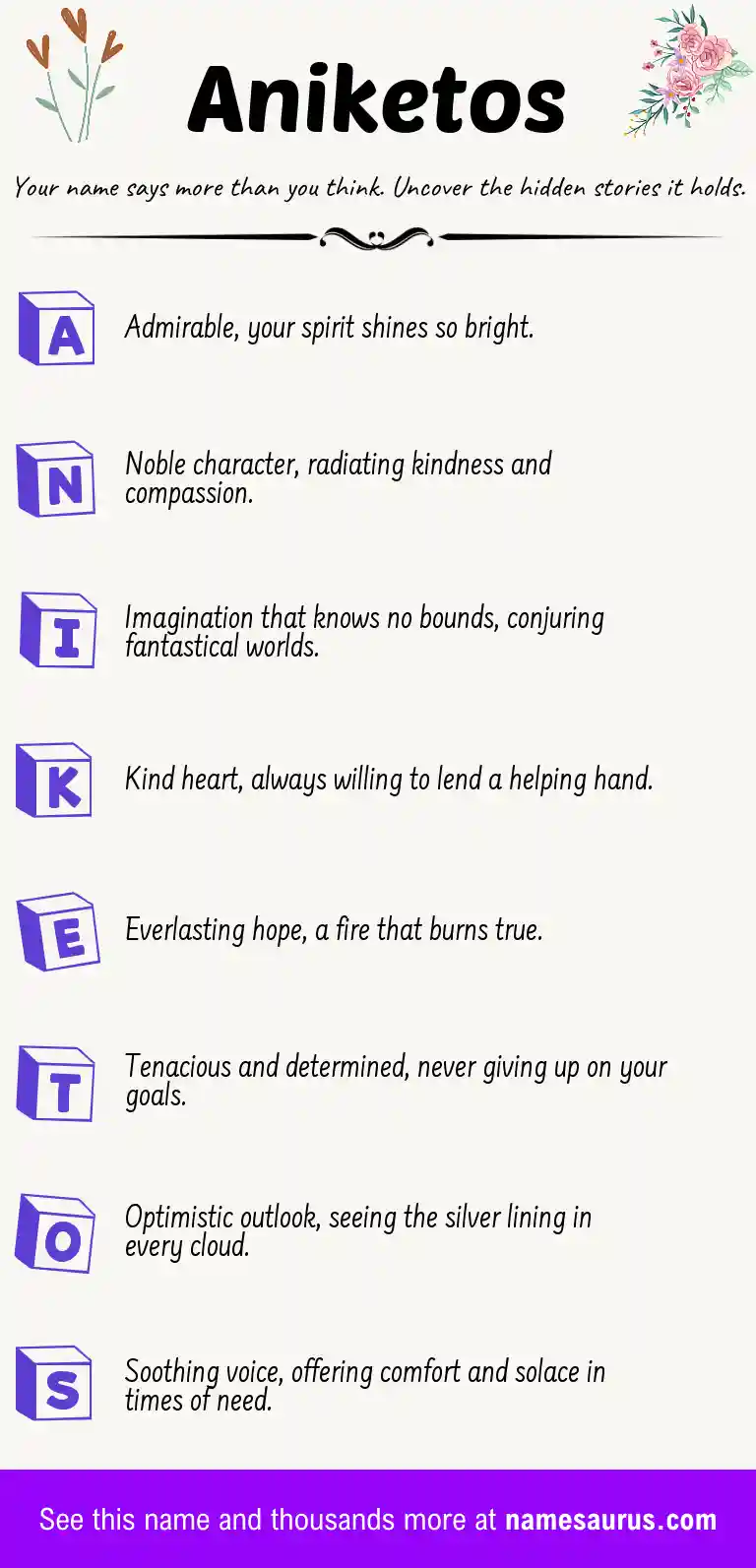 Acrostic poem about Aniketos.