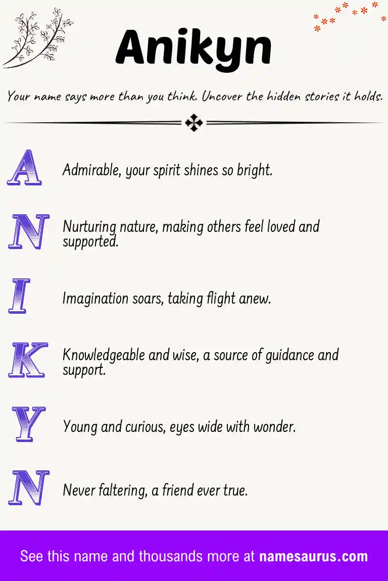 Acrostic poem about Anikyn.