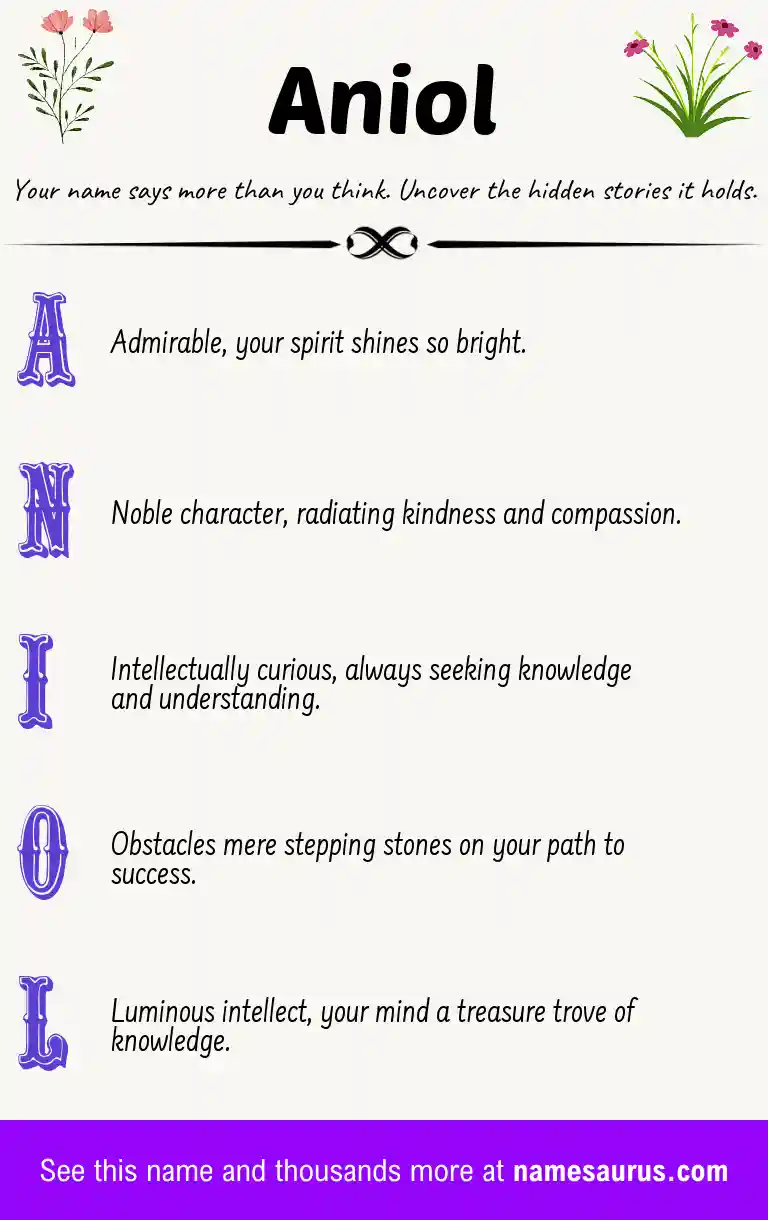 Acrostic poem about Aniol.