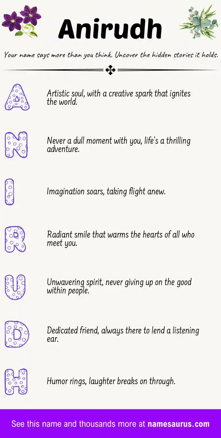 Acrostic poem about Anirudh.