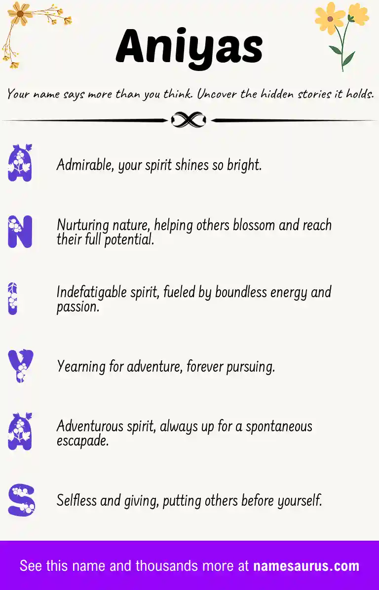 Acrostic poem about Aniyas.