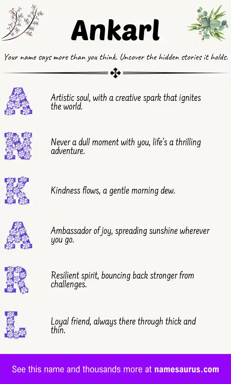 Acrostic poem about Ankarl.