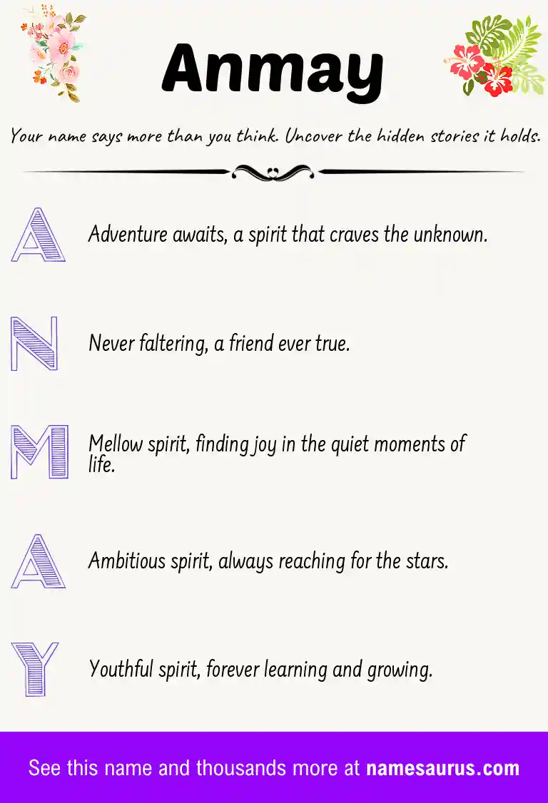 Acrostic poem about Anmay.