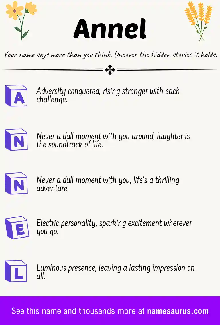 Acrostic poem about Annel.