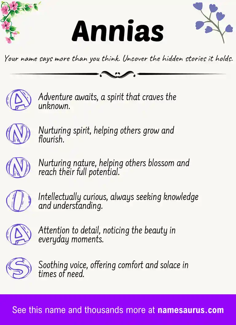 Acrostic poem about Annias.