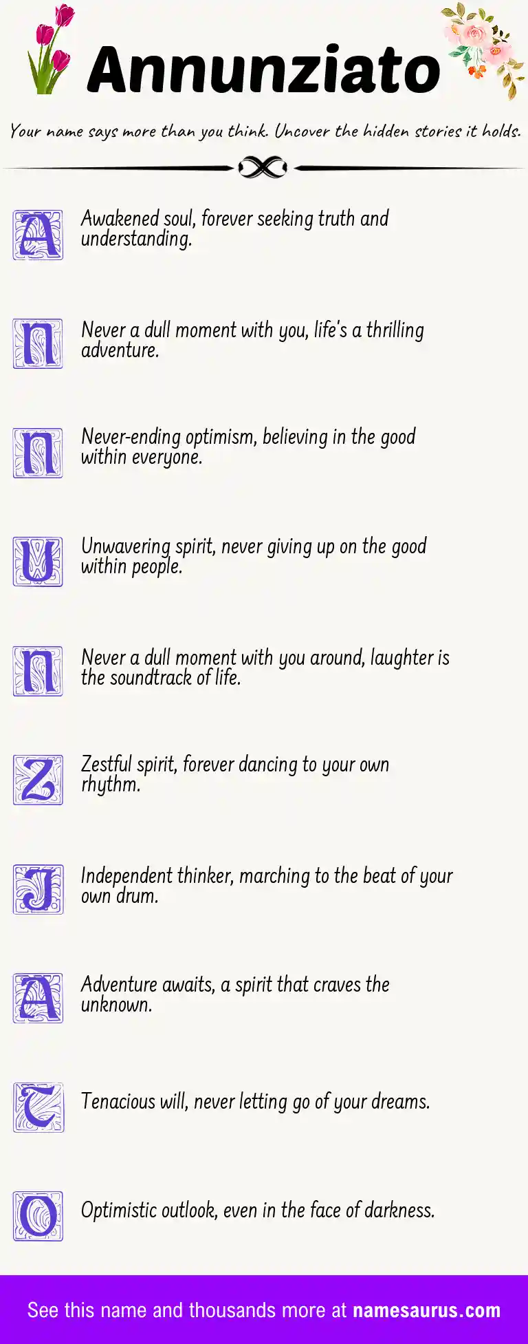 Acrostic poem about Annunziato.