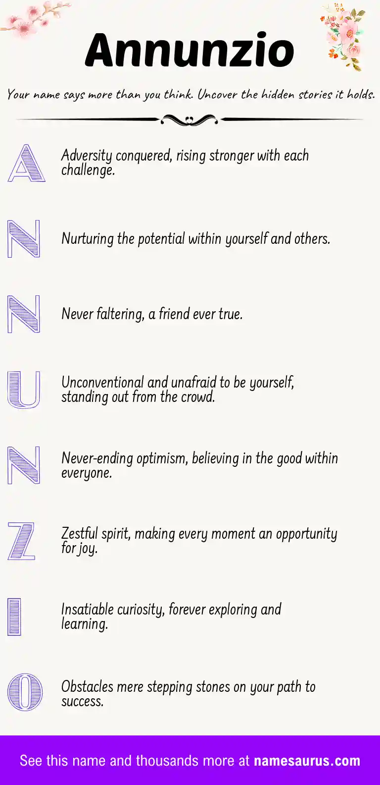 Acrostic poem about Annunzio.