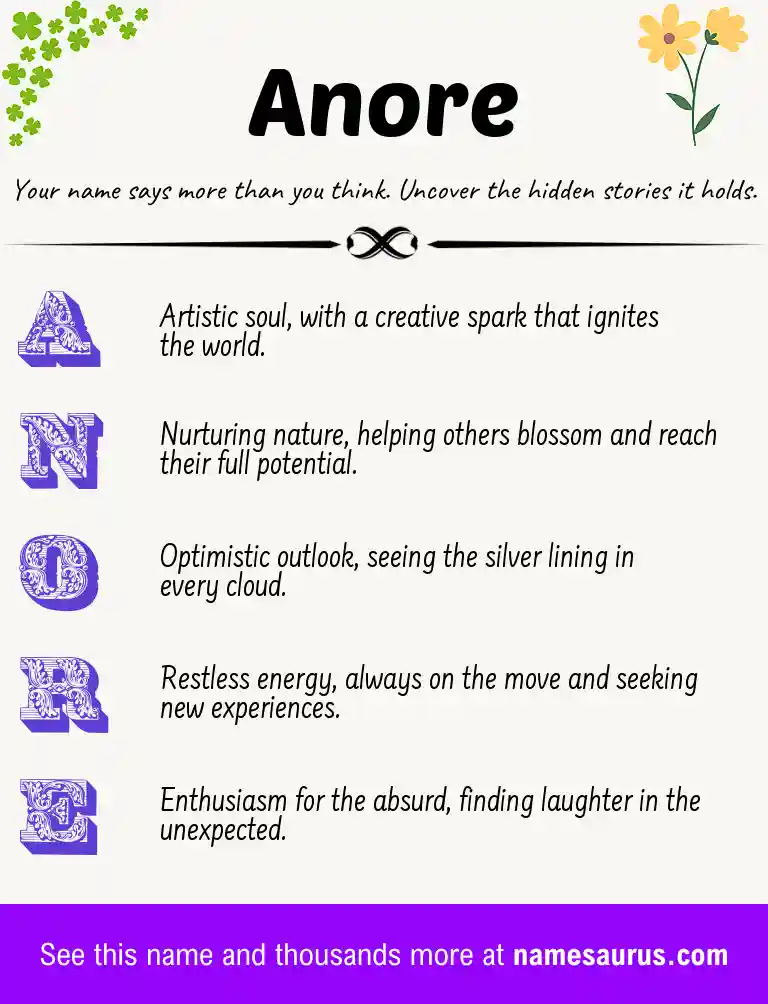 Acrostic poem about Anore.