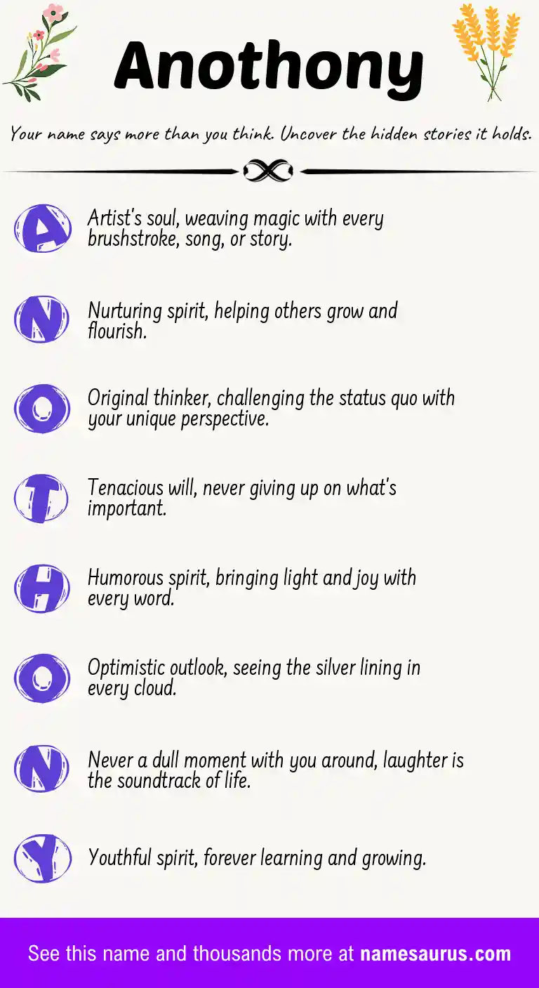 Acrostic poem about Anothony.