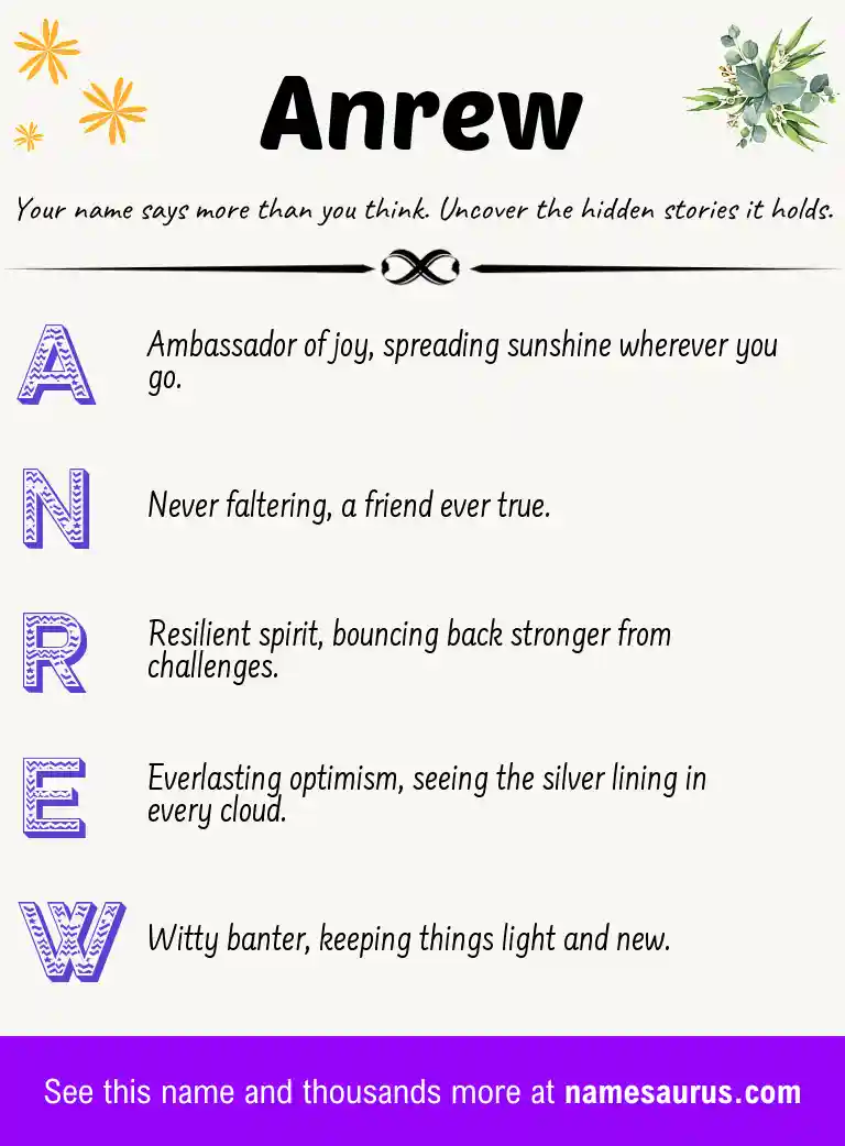 Acrostic poem about Anrew.