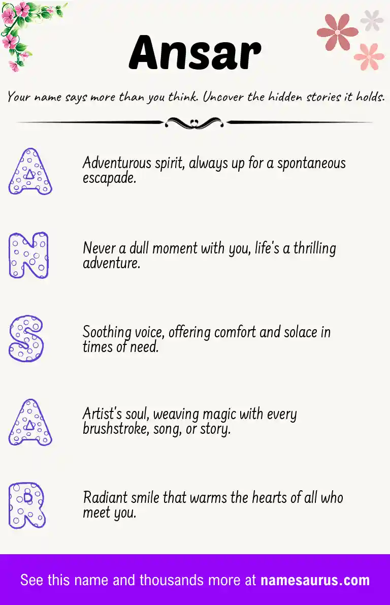 Acrostic poem about Ansar.