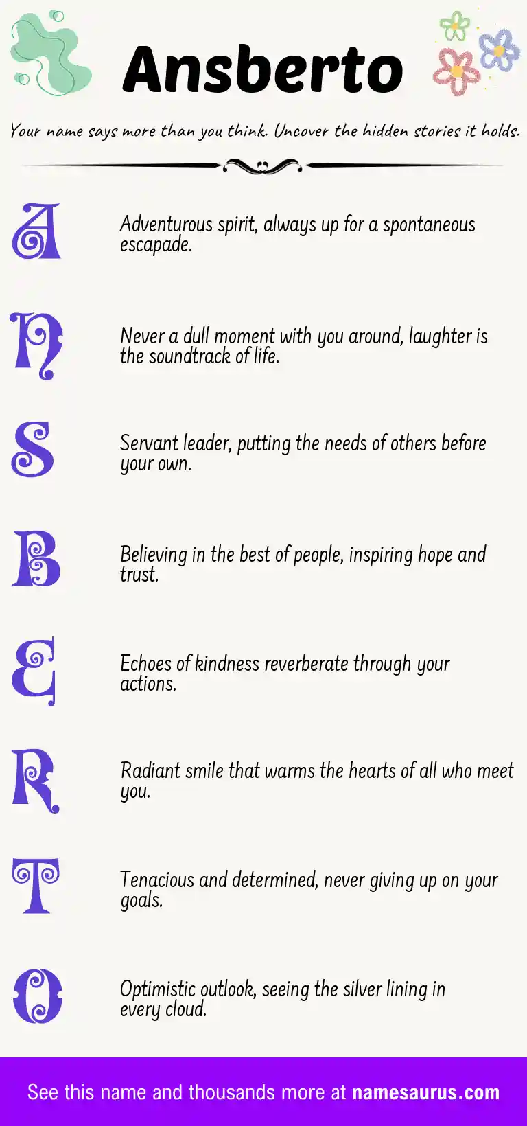 Acrostic poem about Ansberto.