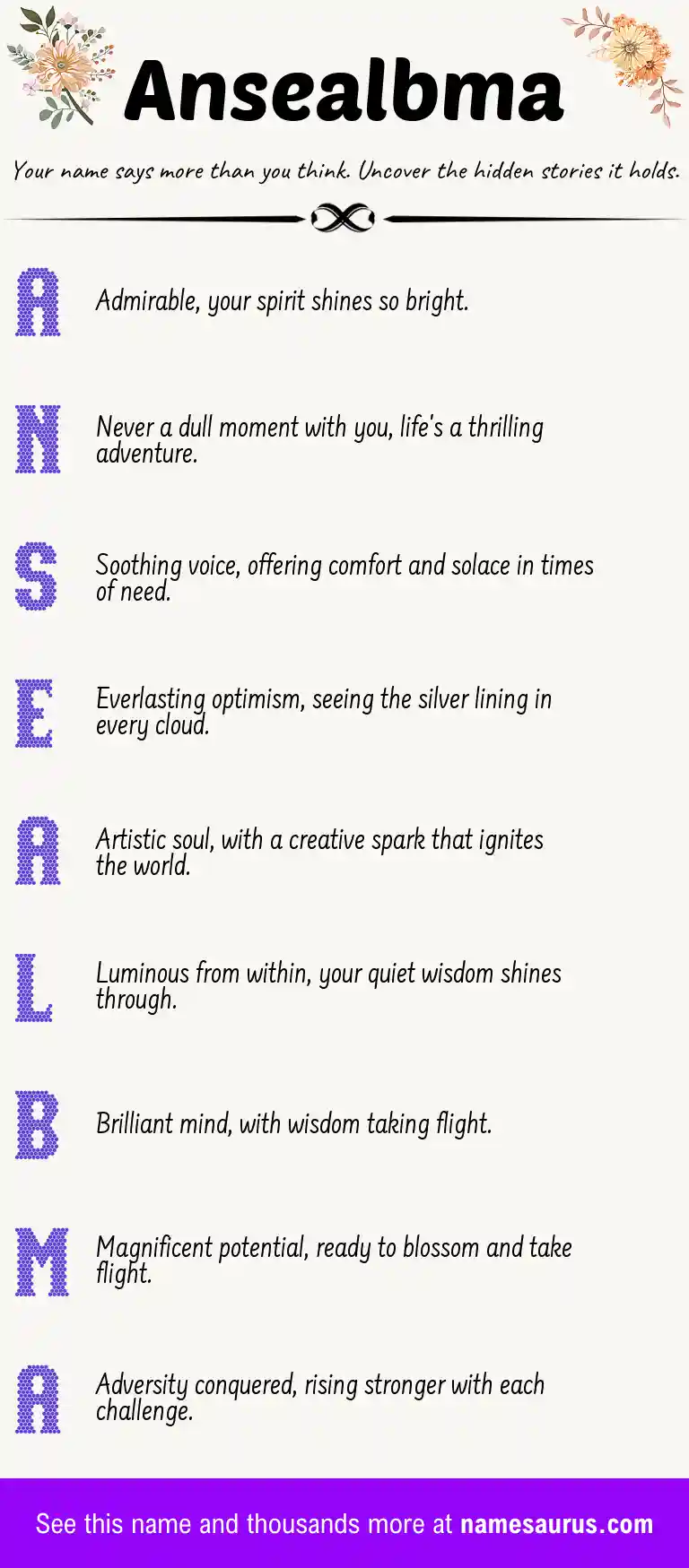 Acrostic poem about Ansealbma.