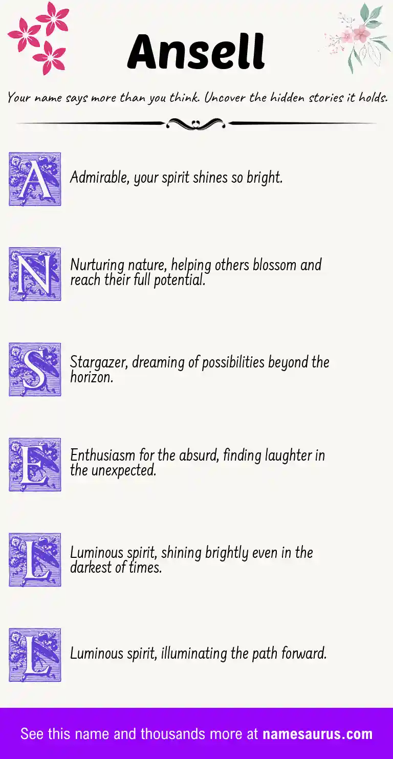 Acrostic poem about Ansell.