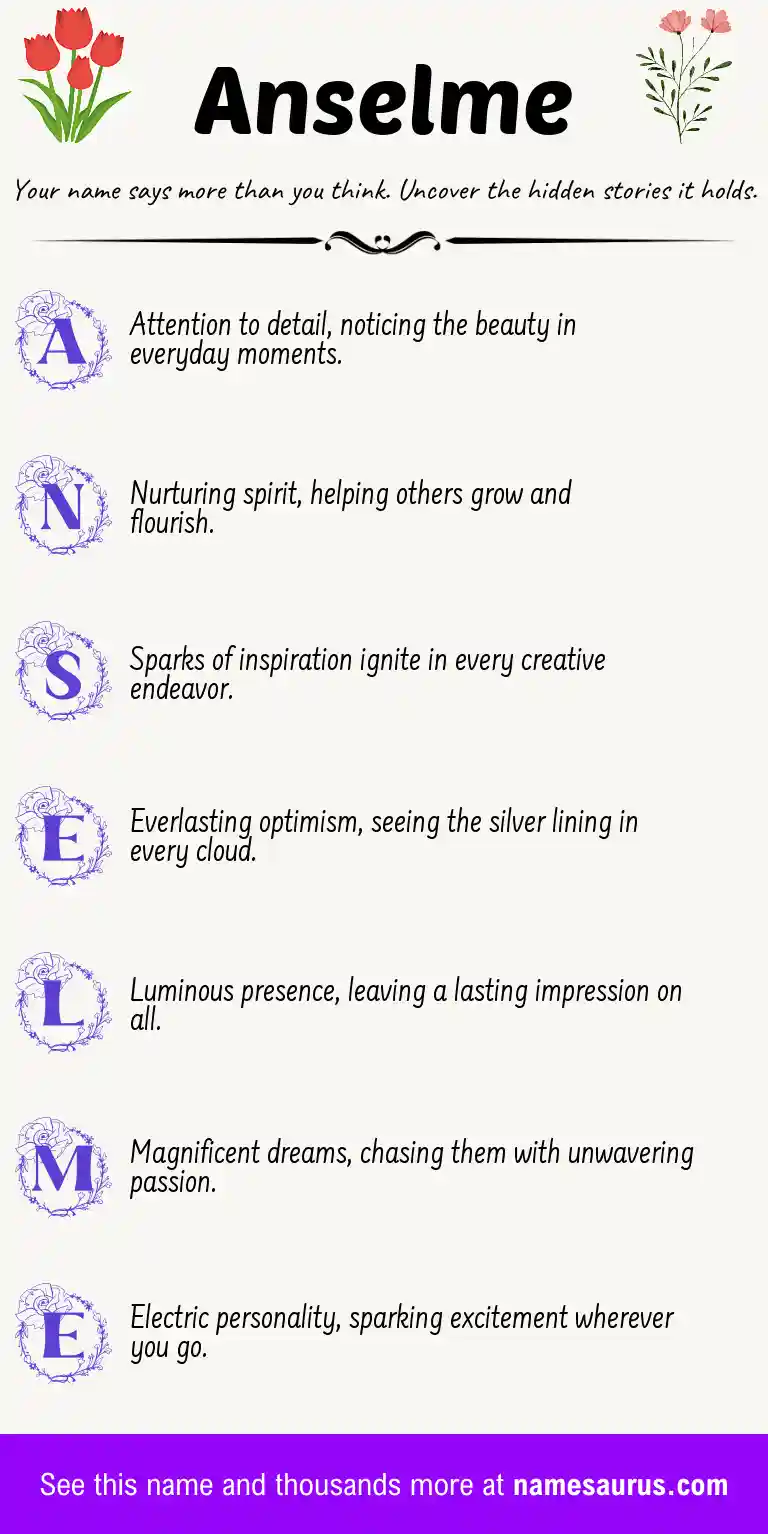 Acrostic poem about Anselme.
