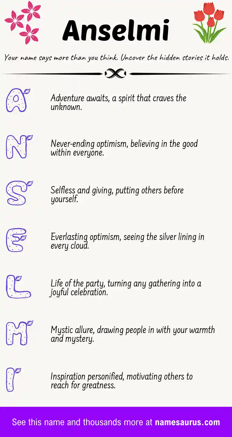 Acrostic poem about Anselmi.