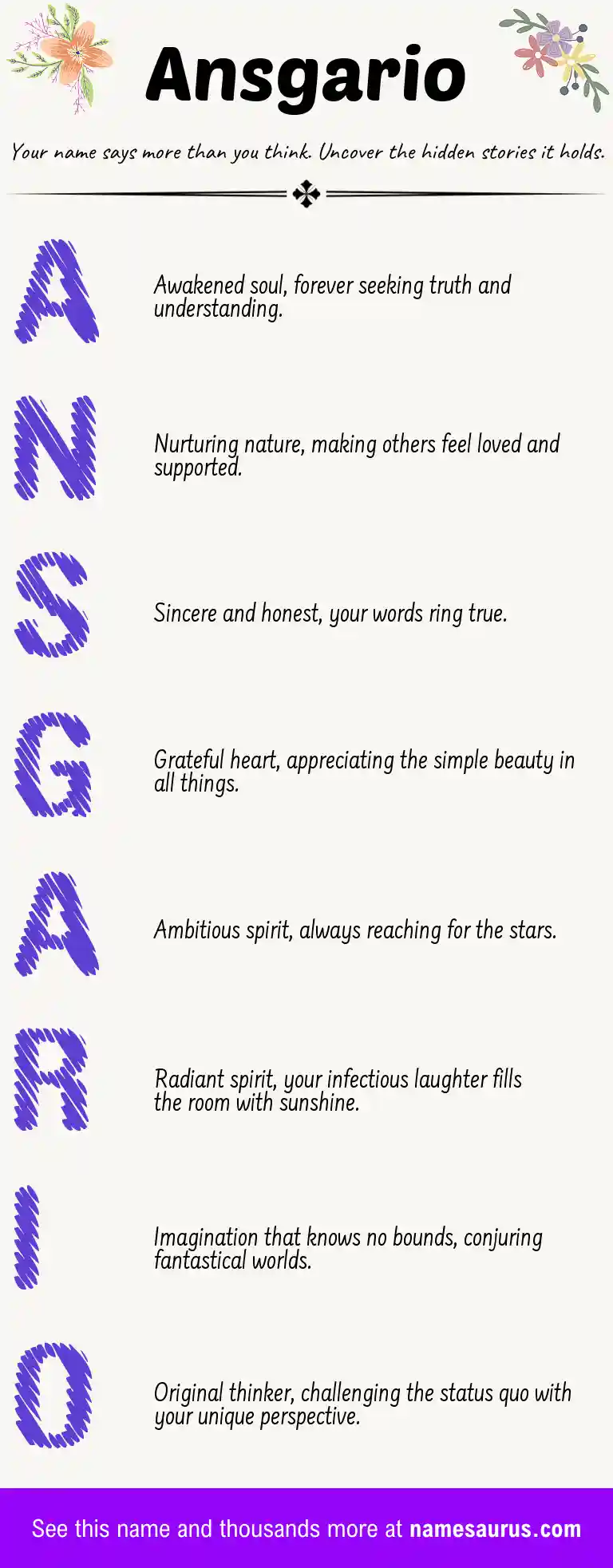 Acrostic poem about Ansgario.